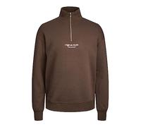 JACK & JONES Men's Jorvesterbro Sweat Quarter Zip Hn Sn Pullover, chocolate brown, M