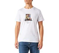 JACK & JONES Men's Jorxmas Tee Ss Crew Neck Xmas T-Shirt, White/Print: oldskool, S