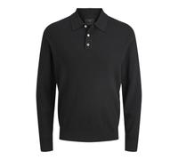 JACK & JONES Men's Jprblaedgar Knit Polo Ls, Black, XS