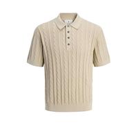 JACK & JONES Men's Jprblamason Knit Polo SS, Silver Lining, L