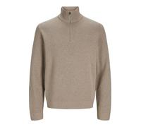 JACK & JONES Men's Jprblamilano Stitch Knit Half Zip Sn Jumper, Greige/Detail:Melange, L