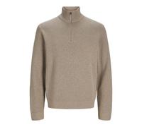JACK & JONES Men's Jprblamilano Stitch Knit Half Zip Sn Jumper, Greige/Detail:Melange, L