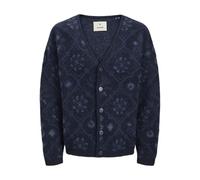 JACK & JONES Men's Jprblumagne Knit Cardigan Sweater, Night Sky/Pattern: Blue Pattern, L