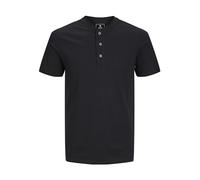 JACK & JONES Men's Jprblunixs Henley Ss Tee Sn T-Shirt, Black, M