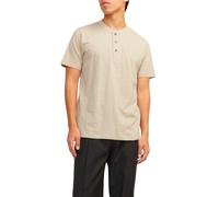 JACK & JONES Men's Jprblunixs Henley Ss Tee Sn T-Shirt, Sand, L
