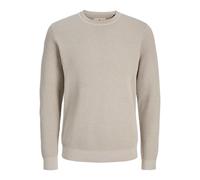 JACK & JONES Men's Jprblunoah Knit Crew Neck Bf Jumper, Feather Gray/Detail:Twist/Full Structure, XS