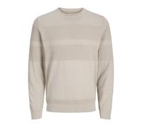 JACK & JONES Men's Jprblunoah Knit Crew Neck Bf Jumper, Feather Gray/Detail:Twist/Placement Structure, L
