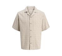 JACK & JONES Men's Jprbluvincent Print Resort S/S Shirt Sn, Oatmeal, L