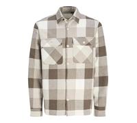 JACK & JONES Men's Jprraymond Melange Check LS Overshirt Sn Long Sleeve Shirt, Walnut/fit: Comfort fit, S