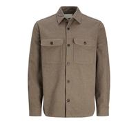 JACK & JONES Men's Jprraymond Melange Solid LS Overshirt Sn Long Sleeve Shirt, Charcoal Gray/Fit:Comfort Fit, S