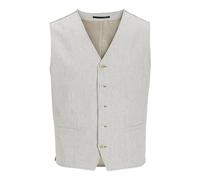 JACK & JONES Men's Jprriviera Linen Waistcoat Suit Vest, Timber Wolf/Checks: Slim fit, 50