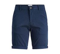 JACK & JONES Men's Jpstbowie Jjshort Sa Printed Sn Chino Shorts, Navy Blazer/Detail: AOP Antique White, L