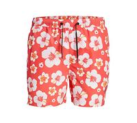 JACK & JONES Men's Jpstfiji Jjswim Bahama Swimming Shorts, Hot Coral, M