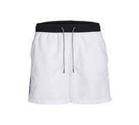 JACK & JONES Men's Jpstfiji Jjswim Black Tape Ly Sn Swimming Shorts, White, L