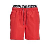 JACK & JONES Mens Jpstfiji Jjswim Db Wb Ly Sn Swimming Shorts, True Red, L UK