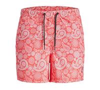 JACK&JONES Men's JPSTFIJI JJSWIM Paisley Swim Shorts, Hot Coral,
