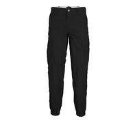 JACK & JONES Men's Jpstkarl Jjflint Sa Cuffed Cargo Trousers, Black, 28 W/32 L
