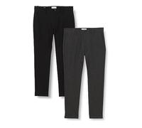 JACK & JONES Men's Jpstmarco Jjcooper Chino 2pk MP Pants, Black/Pack: Dark Grey Melange, 32 W/34 L