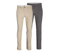 JACK & JONES Men's Jpstmarco Jjdave 2pk Mp Chino Trousers, Crockery, 33 W/34 L (Pack of 2)