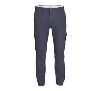 JACK & JONES Men's Cargo Jogger Sweatpants Cuffed Track Bottom Slim fit Jeans for Men, Indian Ink- 34W / 34L