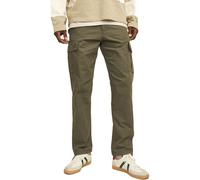 JACK & JONES Mens Cargo Combat Trouser Relaxed Fit Button Fastening Pants for Men UK, Olive Night- 36W / 32L