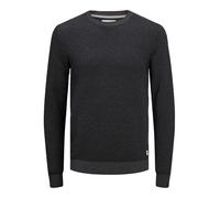JACK & JONES Mens Knit Crew Neck Sweater Dark Grey Melange S