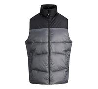 JACK & JONES Men's Lightweight Gilet Zip Up High Neck Quilted Sleeveless Bodywarmer Asphalt/Blocking L
