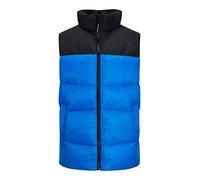JACK & JONES Men's Lightweight Gilet Zip Up High Neck Quilted Sleeveless Bodywarmer Skydiver/Blocking M