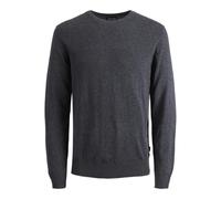 JACK & JONES Men's Lightweight Long Sleeve Knit Pullover Crew Neck Essential Sweater Top Jumper JJEMIL., Colours:Dark Grey, Size Sweater:XL