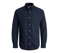 JACK & JONES Mens Linen Blend Long Sleeve Shirt Navy Blazer M