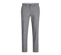 JACK & JONES Mens Linen Straight Fit Trousers Light Grey 30W / 32L
