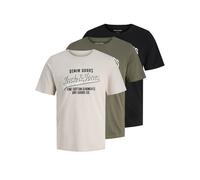 Jack & Jones Mens Logo Casual Crew Neck 3-Pack T-Shirts