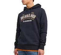 JACK & JONES Mens Logo Sweat Hoodie Dark Navy L