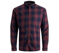 JACK & JONES Mens Long Sleeve Shirt Slim Check Casual Smart Shirts Port Royale