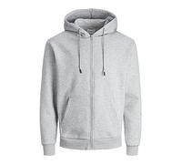 JACK & JONES Men's Male Plain Hooded Jacket Sweatshirt Jacket, Light Grey Mix, XL