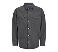 JACK & JONES Men's Male Wide Fit Jeanshemd Jorhenry Overshirt Ls Sn, Black Denim, M