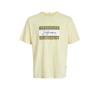 JACK & JONES Men's Male Logo T-Shirt Jorfrederiksberg Box Script Tee Ss Cn Ln, Double Cream, M