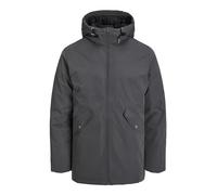 JACK & JONES Mens Outdoor Parka Jackets 100% Polyester Hooded Drawstring Long Sleeves Coats, Grey colour, UK size- XL