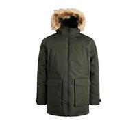 JACK & JONES Men's Padded Winter Jacket Parka Bomber with Faux Fur Hood JJECRAFT