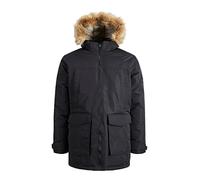 JACK & JONES Men's Padded Winter Jacket Parka Bomber with Faux Fur Hood JJECRAFT