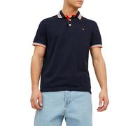 JACK & JONES Mens Paulos Tipped Pique Polo Shirt Black Navy XL