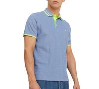 JACK & JONES Mens Paulos Tipped Pique Polo Shirt Bright Cobalt M