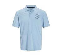 JACK & JONES Mens Polo Shirt Casual Cotton Collared Neck Short Sleeve Polo Shirt for Men UK, Chambray Blue Colour, Size- S