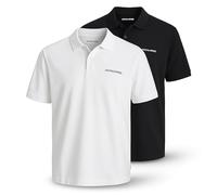 JACK & JONES Men's Polo Shirt Pack of 2 - Regular Fit Polo Shirts for Men in Set - Short Sleeve Polo Shirt with Shirt Collar - Breathable & Easy Care for Everyday & Leisure, white/black, XL