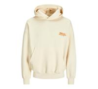JACK & JONES Mens Printed Hoodie Antique White S