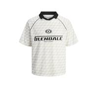 JACK & JONES Men's Printed Polo Shirt Jcoretreat AOP Mesh Open Collar Polo SS, Cloud Dancer, M