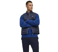 JACK & JONES Mens Puffer Gilet Sleeveless High Neck Outdoor Jackets for Men, Navy True Red Colour, Size- L