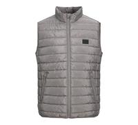 JACK & JONES Mens Puffer Gilet- Warm, Breathable, High Collar, Water-Resistant, Zipper Pocket Outerwear Jacket for Men, Charcoal, Size- XL