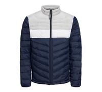 JACK & JONES Mens Puffer Jacket Full Zip Long Sleeve Quilted Padded Puffer Jacket for Men, Navy Blazer Glacier Colour, Size- S