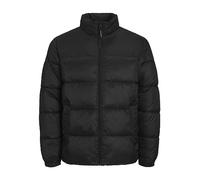 JACK & JONES Mens Puffer Jacket Windproof Full Zip Stand up Collar Long Sleeve Jackets for Men, Black Colour, Size- 2XL